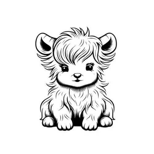 Baby Highland Cow Silhouette SVG Design | SVG Files for Cricut & Print