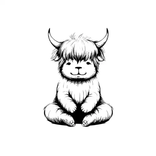 Baby Highland Cow Silhouette SVG Design | SVG Files for Cricut & Print