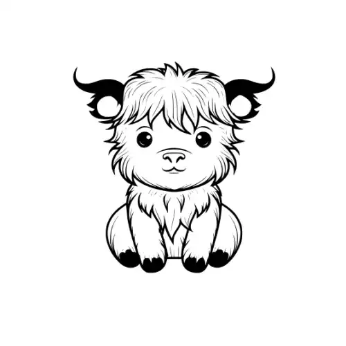 Baby Highland Cow Silhouette SVG Design | SVG Files for Cricut & Print