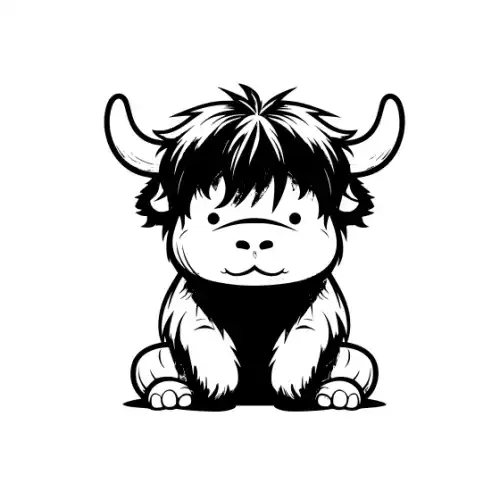 Baby Highland Cow Silhouette SVG Design | SVG Files for Cricut & Print