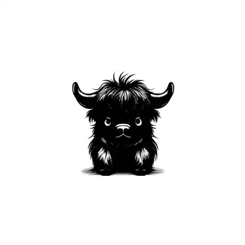 Baby Highland Cow Silhouette SVG Design | SVG Files for Cricut & Print