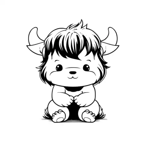 Baby Highland Cow Silhouette SVG Design | SVG Files for Cricut & Print