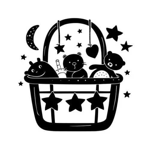 Baby Shower Basket Silhouette SVG Design | SVG Files for Cricut & Print