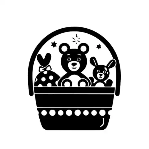 Baby Shower Basket Silhouette SVG Design | SVG Files for Cricut & Print