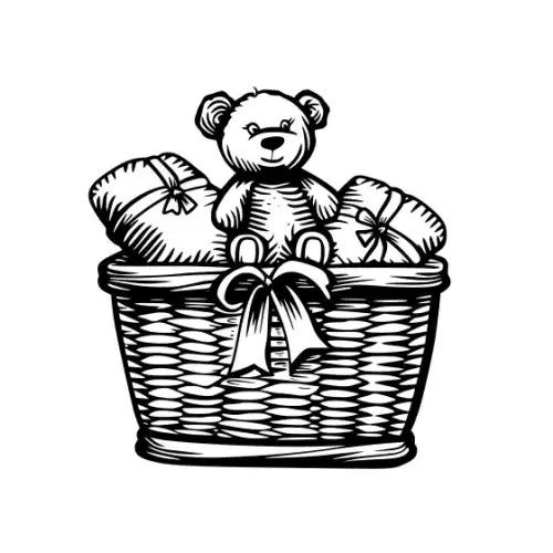 Baby Shower Basket Silhouette SVG Design | SVG Files for Cricut & Print
