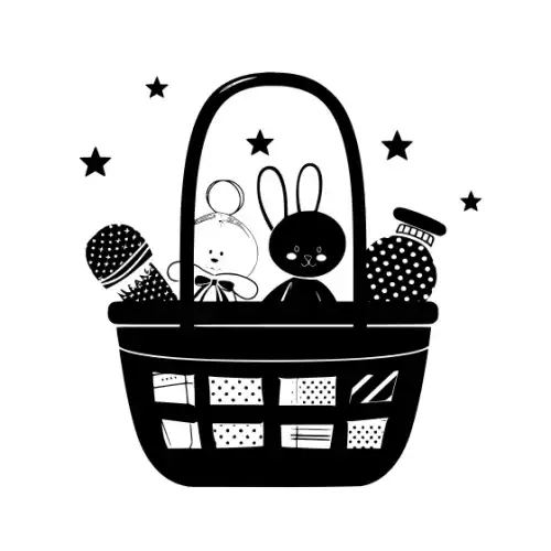 Baby Shower Basket Silhouette SVG Design | SVG Files for Cricut & Print