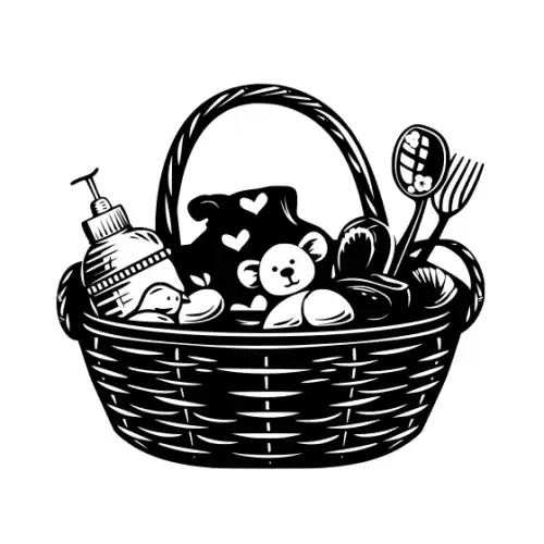 Baby Shower Basket Silhouette SVG Design | SVG Files for Cricut & Print