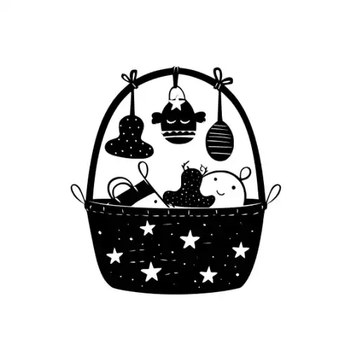Baby Shower Basket Silhouette SVG Design | SVG Files for Cricut & Print