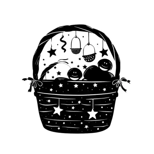 Baby Shower Basket Silhouette SVG Design | SVG Files for Cricut & Print