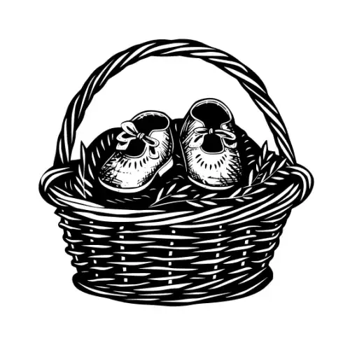 Baby Shower Basket Silhouette SVG Design | SVG Files for Cricut & Print