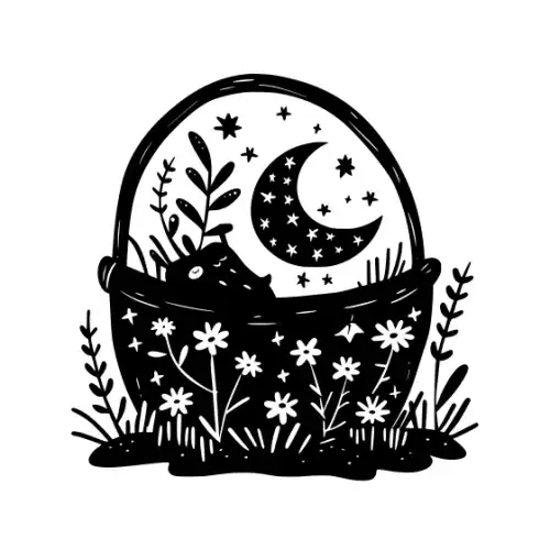 Baby Shower Basket Silhouette SVG Design | SVG Files for Cricut & Print