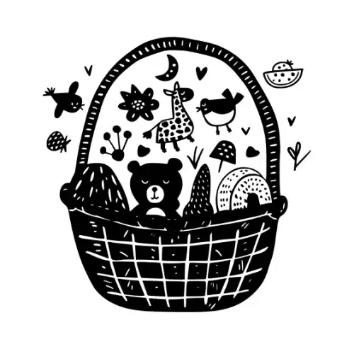 Baby Shower Basket Silhouette SVG Design | SVG Files for Cricut & Print
