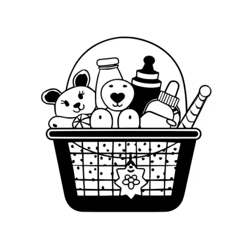 Baby Shower Basket Silhouette SVG Design | SVG Files for Cricut & Print