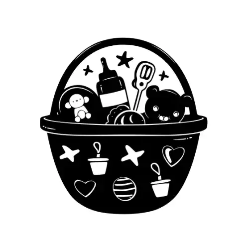 Baby Shower Basket Silhouette SVG Design | SVG Files for Cricut & Print