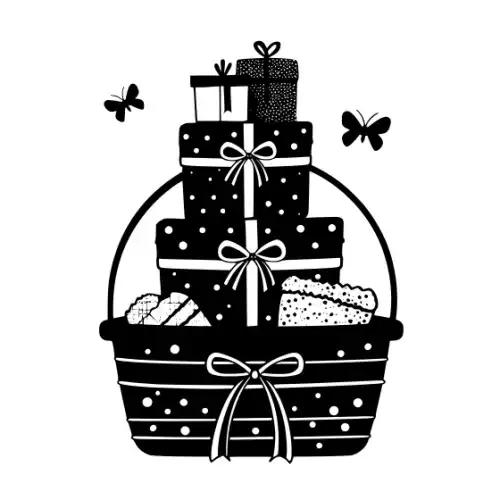 Baby Shower Basket Silhouette SVG Design | SVG Files for Cricut & Print