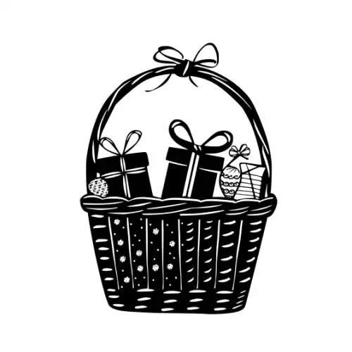 Baby Shower Basket Silhouette SVG Design | SVG Files for Cricut & Print