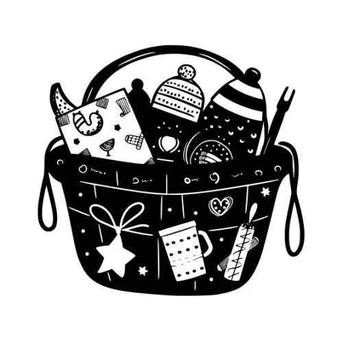 Baby Shower Basket Silhouette SVG Design | SVG Files for Cricut & Print