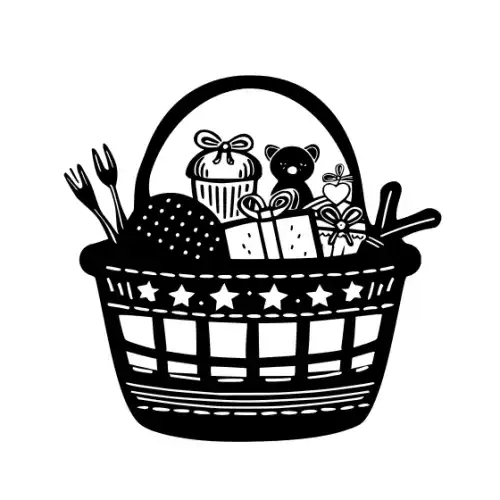 Baby Shower Basket Silhouette SVG Design | SVG Files for Cricut & Print