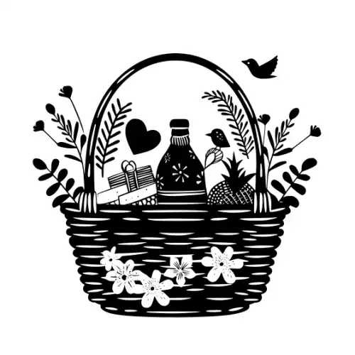 Baby Shower Basket Silhouette SVG Design | SVG Files for Cricut & Print