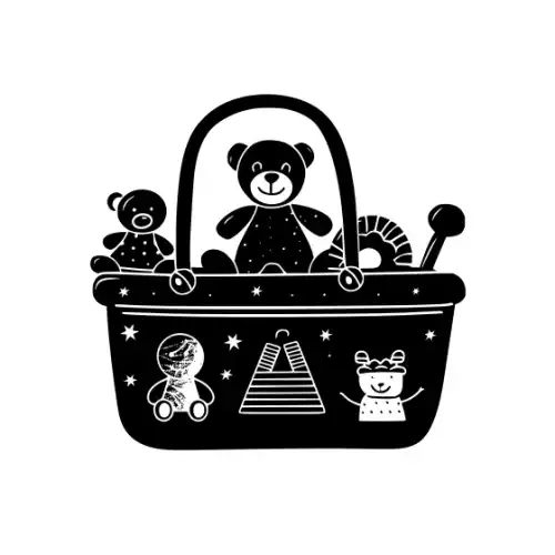 Baby Shower Basket Silhouette SVG Design | SVG Files for Cricut & Print
