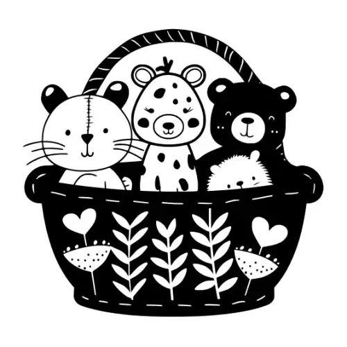 Baby Shower Basket Silhouette SVG Design | SVG Files for Cricut & Print