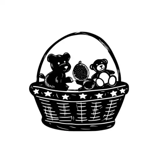 Baby Shower Basket Silhouette SVG Design | SVG Files for Cricut & Print
