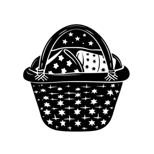 Baby Shower Basket Silhouette SVG Design | SVG Files for Cricut & Print
