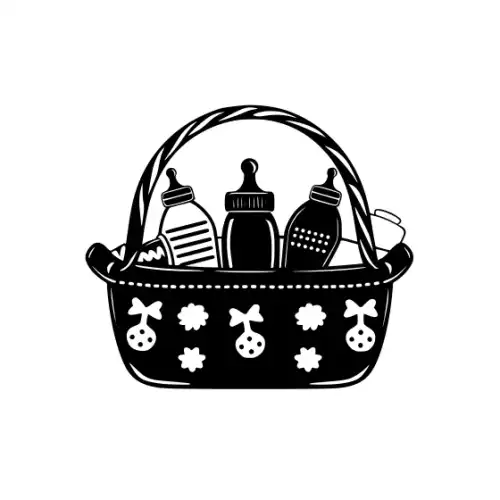 Baby Shower Basket Silhouette SVG Design | SVG Files for Cricut & Print