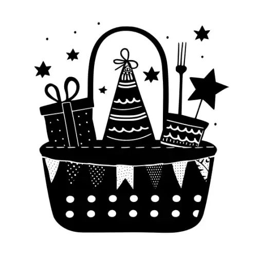 Baby Shower Basket Silhouette SVG Design | SVG Files for Cricut & Print