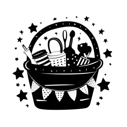 Baby Shower Basket Silhouette SVG Design | SVG Files for Cricut & Print